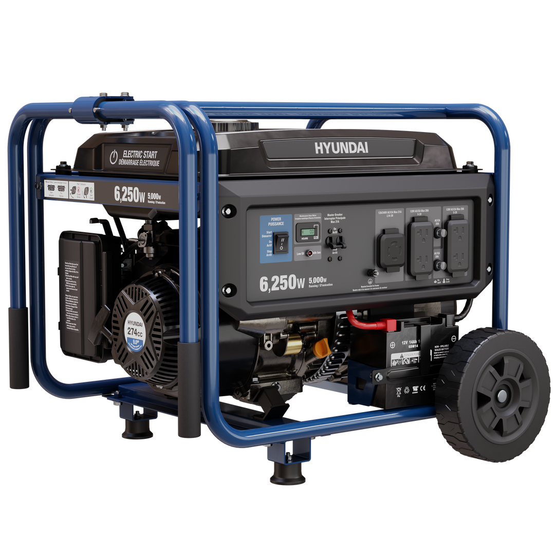 Hyundai HG6250E 6,250-Watt Gas Powered Portable Generator with Electric Start