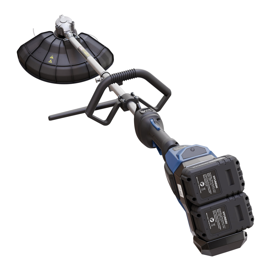 Hyundai 2x20V Lithium-Ion Cordless 15-in String Trimmer Kit w/ 2x4.0Ah Batteries & 2-Bay Charger