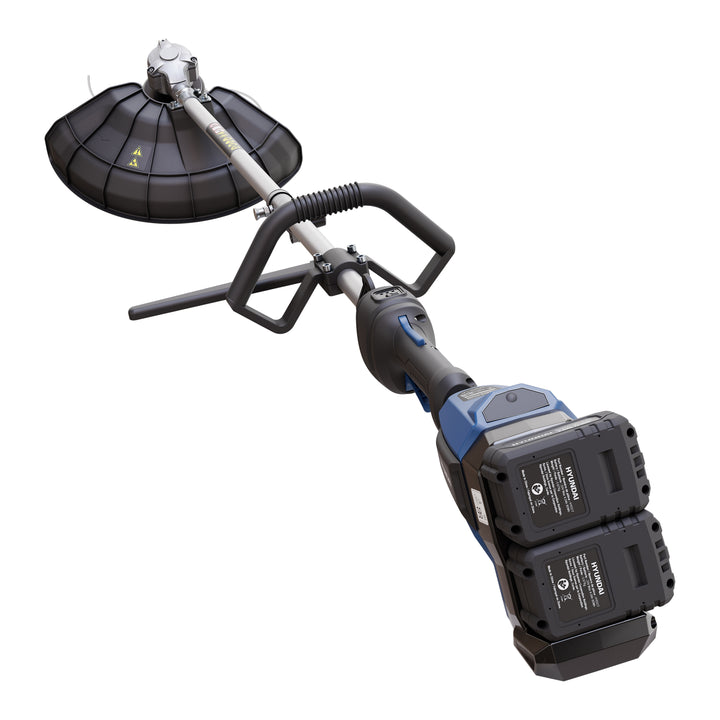 Hyundai 2x20V Lithium-Ion Cordless 15-in String Trimmer Kit w/ 2x4.0Ah Batteries & 2-Bay Charger