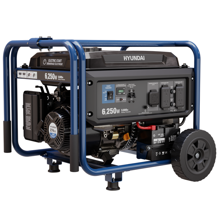 Hyundai HG6250E 6,250-Watt Gas Powered Portable Generator with Electric Start