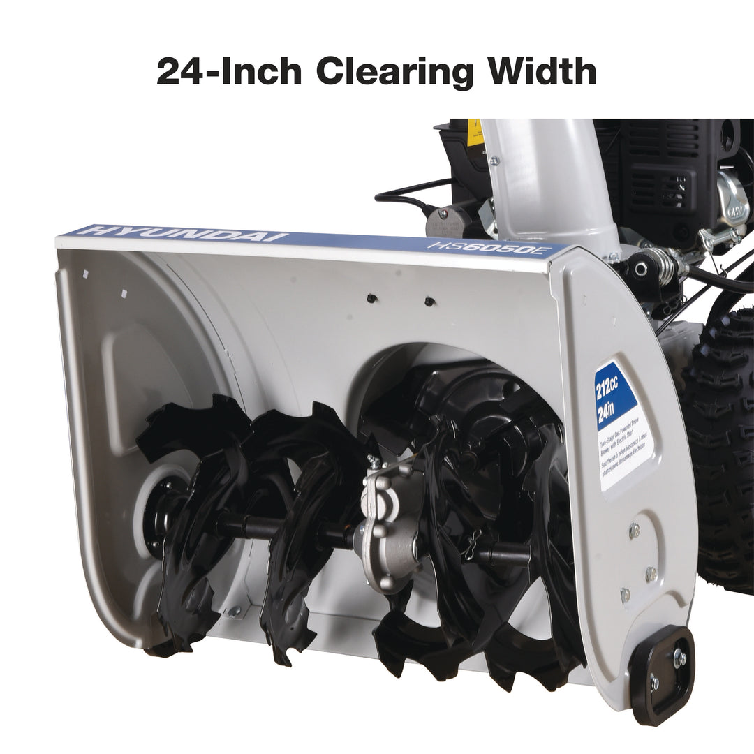 Hyundai 24-Inch HS6050E 212cc Two-Stage Gas Powered Snow Blower with Electric Start