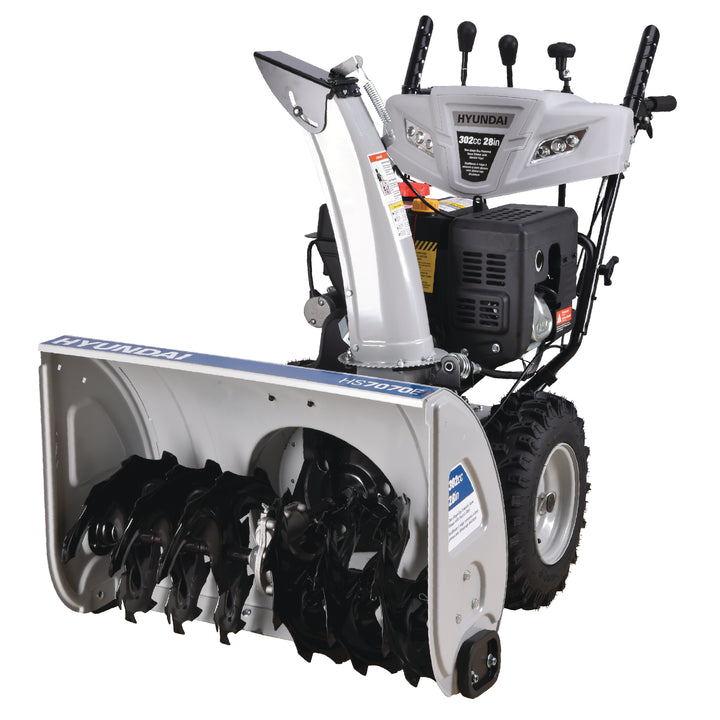 Hyundai 28-Inch HS7070E 302cc Two-Stage Gas Powered Snow Blower with Electric Start