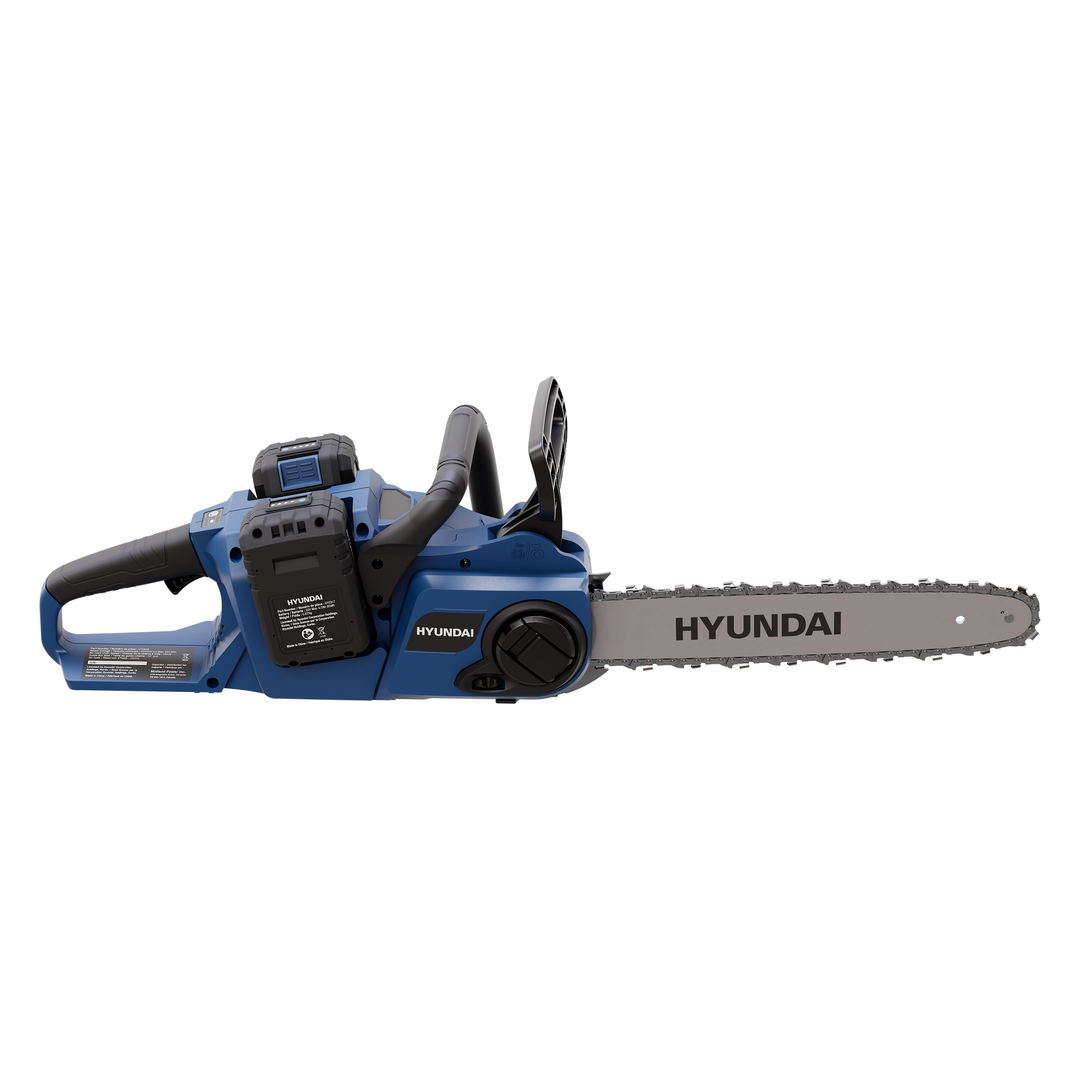 Hyundai 2x20V Lithium-Ion Cordless Brushless 14-in Chainsaw Kit w/ 2x4.0Ah Batteries & 2-Bay Charger