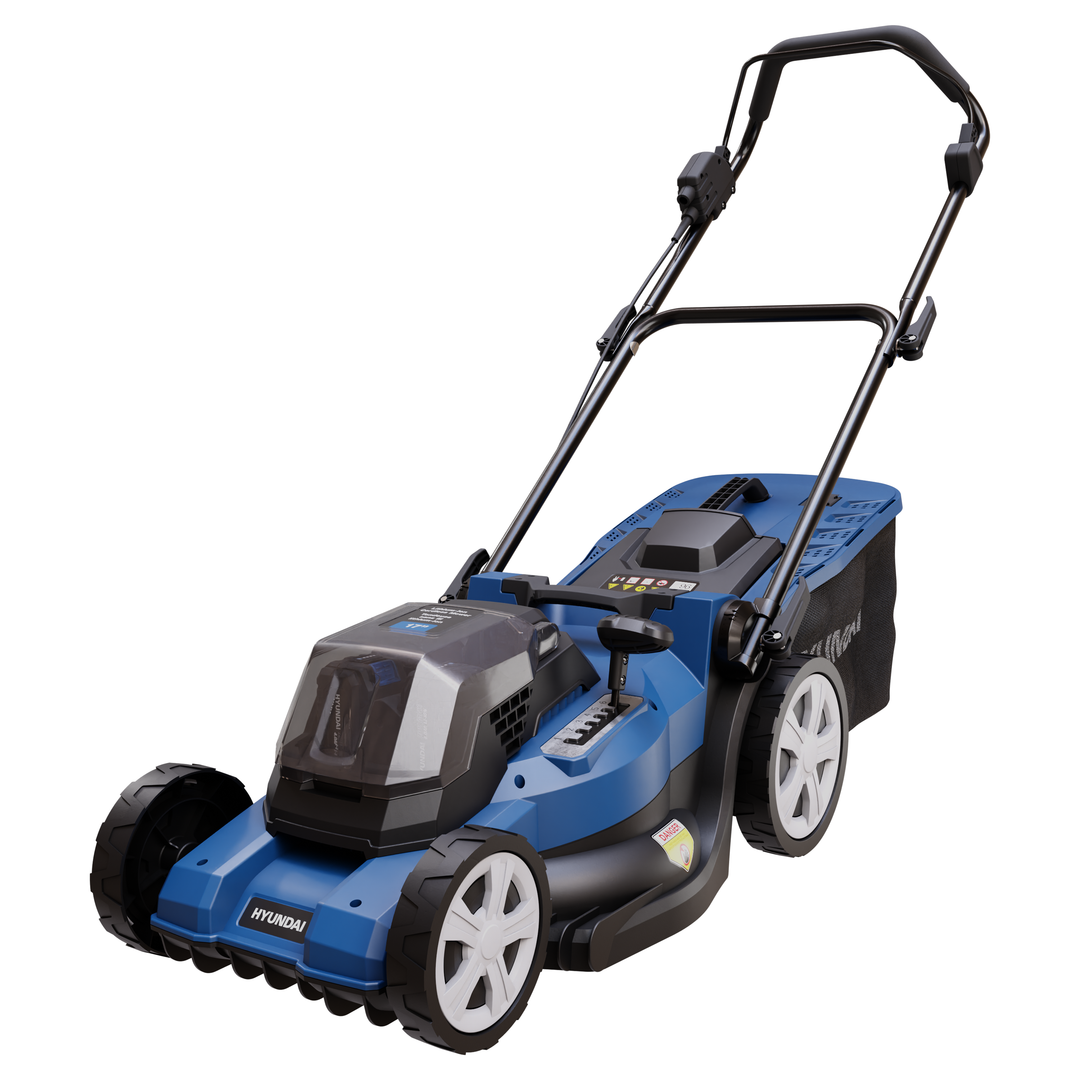 Hyundai 2x20V Li-ion Cordless 17-in Mower, Trimmer & Blower Kit w/ 2x4.0Ah Batteries & 2-Bay Charger