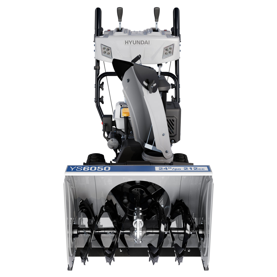 Hyundai YS6050 24-Inch 212cc Two-Stage Gas Powered Snow Blower with Electric Start and LED Headlights
